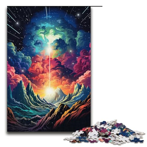 1000-teiliges Puzzle farbenfrohe Fantasielandschaft für Erwachsene und Kinder Holzpuzzle pädagogisches Spielzeug zum Stressabbau 1000 Teile (38 x 26 cm) von ouynngjing