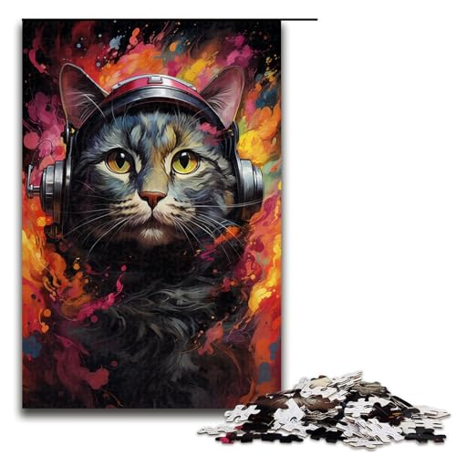 1000-teiliges Puzzle farbenfrohe exotische Katzen-Sternenhimmel-Puzzles für Erwachsene und Kinder Holzpuzzle pädagogisches Spielzeug zum Stressabbau Puzzle 1000 Teile (75 x 50 cm) von ouynngjing