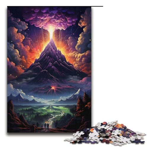 1000-teiliges Puzzle farbenfroher Psychedelischer Vulkan für Erwachsene und Kinder Holzpuzzle pädagogisches Spielzeug zum Stressabbau Puzzle 1000 Teile (38 x 26 cm) von ouynngjing