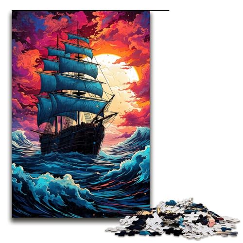 1000-teiliges Puzzle farbenfrohes psychedelisches Seereise-Puzzle für Erwachsene Holzpuzzle anspruchsvolles Spiel 1000 Teile (75 x 50 cm) von ouynngjing