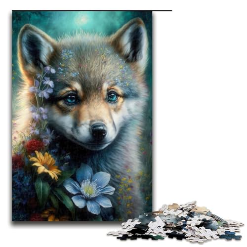 1000-teiliges Puzzle für Erwachsene, Babywolf mit Blumen, Puzzle, praktisches Spiel, 1000 Teile 1000-teiliges Puzzle für Erwachsene, Babywolf mit Blumen, Puzzle, praktisches Spiel, 1000 Teile von ouynngjing