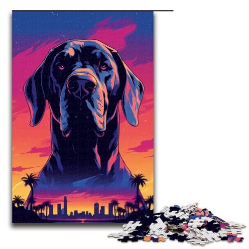 1000-teiliges Puzzle für Erwachsene, Deutsche Dogge, Sonnenuntergang, süßes Holzpuzzle, Lernspiel für Erwachsene, Herausforderungsspielzeug, 1000 Teile 1000-teiliges Puzzle für Erwachsene, Deutsche Dogge, Sonnenuntergang, süßes Holzpuzzle, Lernspiel für Erwachsene, Herausforderungsspielzeug, 1000 Teile von ouynngjing