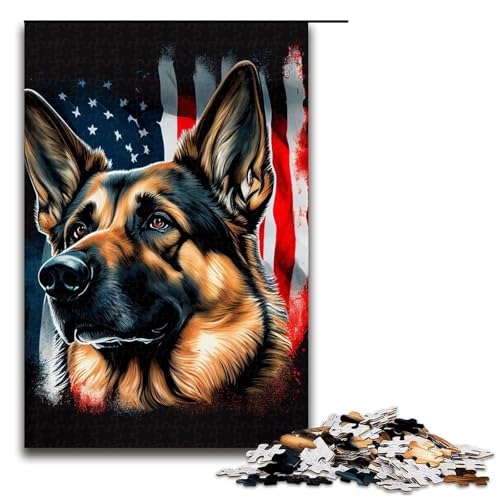 1000-teiliges Puzzle für Erwachsene, Deutscher Schäferhund, USA-Flagge, Puzzle für Erwachsene, Holzpuzzle, anspruchsvolles Spiel, 1000 Teile 1000-teiliges Puzzle für Erwachsene, Deutscher Schäferhund, USA-Flagge, Puzzle für Erwachsene, Holzpuzzle, anspruchsvolles Spiel, 1000 Teile von ouynngjing