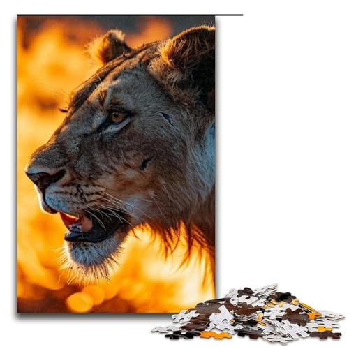 1000-teiliges Puzzle für Erwachsene, Feuerlöwe, Puzzle für Erwachsene, Holzpuzzle, anspruchsvolles Spiel, 1000 Teile von ouynngjing