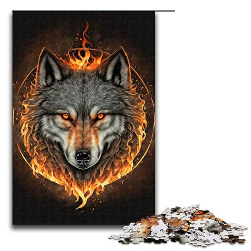 1000-teiliges Puzzle für Erwachsene, Feuerwolfkopf-Puzzle, praktisches Spiel, 1000 Teile von ouynngjing