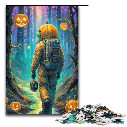 1000-teiliges Puzzle für Erwachsene, Halloween-Astronaut, lustiges Familienpuzzle mit passendem Poster und Quizblatt, 1000 Teile von ouynngjing