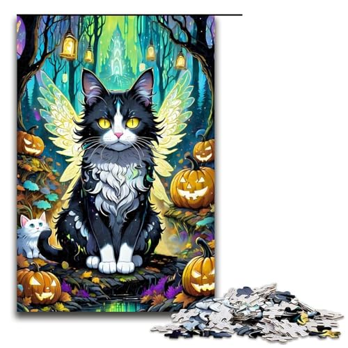 1000-teiliges Puzzle für Erwachsene, Halloween Cat10, Puzzles für Erwachsene, Holzpuzzle, anspruchsvolles Spiel, 1000 Teile von ouynngjing