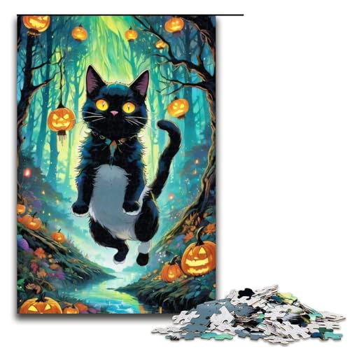 1000-teiliges Puzzle für Erwachsene, Halloween Cat14, lustiges Puzzle für die ganze Familie mit passendem Poster und Quizblatt, 1000 Teile 1000-teiliges Puzzle für Erwachsene, Halloween Cat14, lustiges Puzzle für die ganze Familie mit passendem Poster und Quizblatt, 1000 Teile von ouynngjing