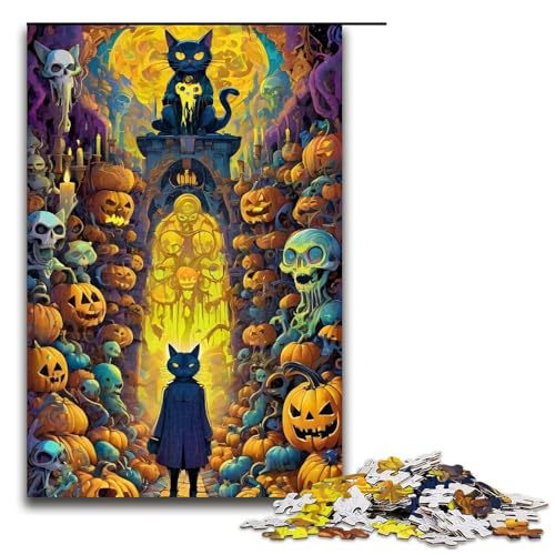 1000-teiliges Puzzle für Erwachsene, Halloween Cat8-Puzzle – anspruchsvolles Spiel, EIN Kunstwerk, geeignet für Jugendliche ab 14 Jahren, 1000 Teile von ouynngjing