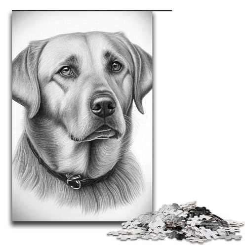 1000-teiliges Puzzle für Erwachsene, Labrador-Zeichnungspuzzle für Kinder, Holzpuzzle, Lernspiel für Erwachsene, 1000 Teile von ouynngjing