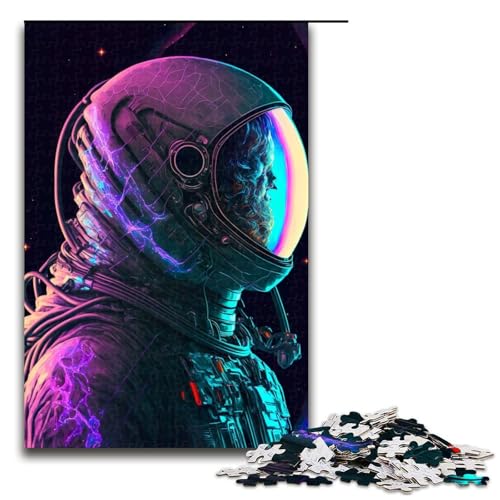 1000-teiliges Puzzle für Erwachsene, Neon-Raumfahrer-Puzzle für Lernspiele, Herausforderung, Spielzeug, Kunstwerk, Geschenk, 1000 PCS von ouynngjing