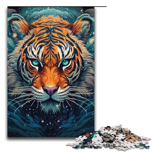 1000-teiliges Puzzle für Erwachsene, Psychedelischer Tiertiger, Holzpuzzle, Lernspiel für Erwachsene, Herausforderungsspielzeug, 300 Teile 1000-teiliges Puzzle für Erwachsene, Psychedelischer Tiertiger, Holzpuzzle, Lernspiel für Erwachsene, Herausforderungsspielzeug, 300 Teile von ouynngjing