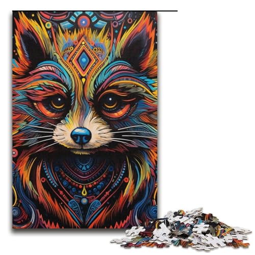 1000-teiliges Puzzle für Erwachsene, Psychedelisches Tier-Waschbär-Puzzle, Hands-on-Spiel, 300 Teile 1000-teiliges Puzzle für Erwachsene, Psychedelisches Tier-Waschbär-Puzzle, Hands-on-Spiel, 300 Teile von ouynngjing