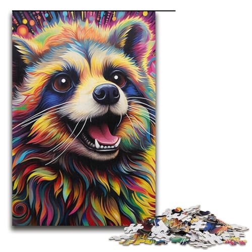 1000-teiliges Puzzle für Erwachsene, Psychedelisches Tier-Waschbär-Puzzlespiel, perfekte Dekoration für Teenager ab 14 Jahren, 300 Teile 1000-teiliges Puzzle für Erwachsene, Psychedelisches Tier-Waschbär-Puzzlespiel, perfekte Dekoration für Teenager ab 14 Jahren, 300 Teile von ouynngjing