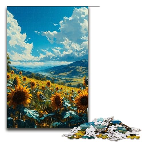 1000-teiliges Puzzle für Erwachsene, Sonnenblumengarten-Puzzle für Erwachsene, Holzpuzzle, anspruchsvolles Spiel, 1000 Teile von ouynngjing