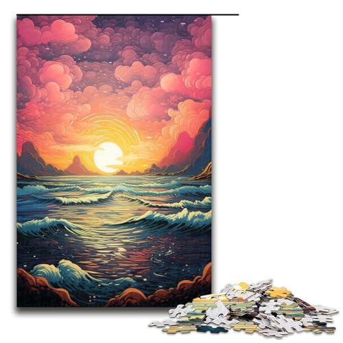 1000-teiliges Puzzle für Erwachsene, Sonnenuntergangswellen, Puzzle für Lernspiele, Herausforderung, Spielzeug, Kunstwerk, Geschenk, 1000 PCS von ouynngjing