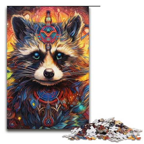 1000-teiliges Puzzle für Erwachsene, psychedelisches Tier-Waschbär-Puzzle für Lernspiele, Herausforderung, Spielzeug, Kunstwerk, Geschenk, 300 Teile 1000-teiliges Puzzle für Erwachsene, psychedelisches Tier-Waschbär-Puzzle für Lernspiele, Herausforderung, Spielzeug, Kunstwerk, Geschenk, 300 Teile von ouynngjing