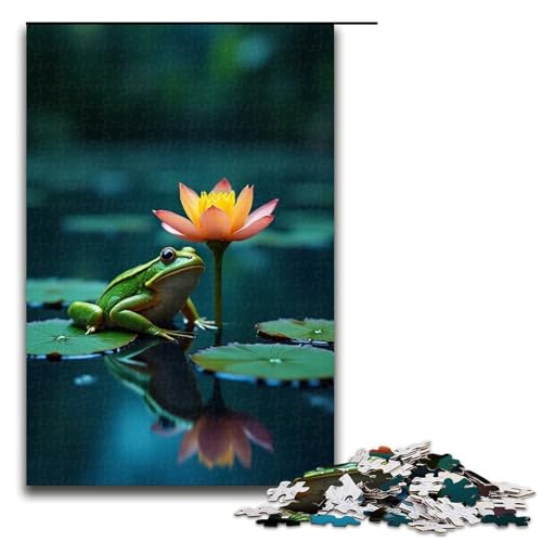 1000-teiliges Puzzle für Erwachsene (Sommernacht Frosch und Lotusteich) Puzzle-Geschenke Geburtstagsgeschenke für Teenager ab 14 Jahren 1000 Teile (75 x 50 cm) von ouynngjing