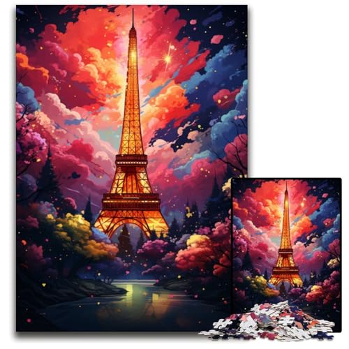 1000-teiliges Puzzle für Erwachsene „Die farbenfrohe Psychedelia des Tokyo Tower“ Holzpuzzle anspruchsvolles DIY-Denkspiel perfektes Familienspiel oder dekoratives Geschenk 1000 Teile (75x50cm) von ouynngjing