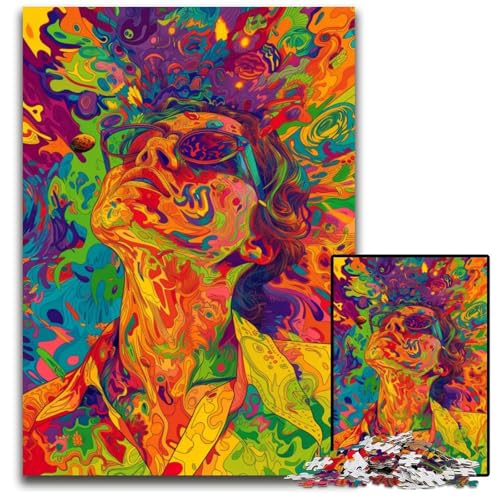 1000-teiliges Puzzle für Erwachsene „Die farbenfrohe Psychedelia von Van Goghs Kunst“ Holzpuzzle anspruchsvolles DIY-Denkspiel perfektes Familienspiel oder dekoratives Geschenk 1000 Teile (75x50cm) von ouynngjing