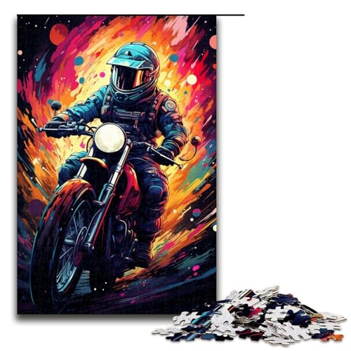 1000-teiliges Puzzle für Erwachsene Astronaut auf Motorrad Puzzle für Erwachsene Holzpuzzle anspruchsvolles Spiel 1000 Teile (75 x 50 cm) von ouynngjing
