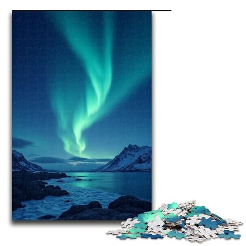 1000-teiliges Puzzle für Erwachsene Aurora Tanzt am Nachthimmel Holzpuzzle Lernspiel für Erwachsene Herausforderungsspielzeug 1000 Teile (75 x 50 cm) von ouynngjing
