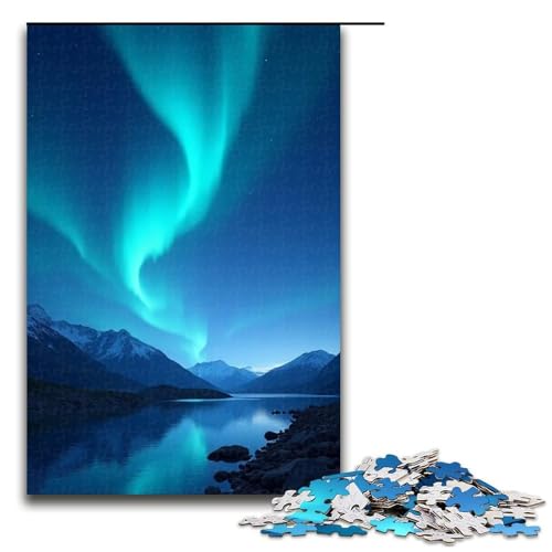 1000-teiliges Puzzle für Erwachsene Aurora Tanzt am Nachthimmel Puzzle für Erwachsene Holzpuzzle anspruchsvolles Spiel 1000 Teile (75 x 50 cm) von ouynngjing