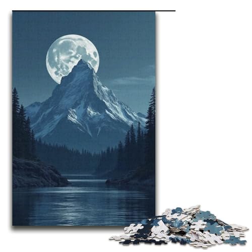 1000-teiliges Puzzle für Erwachsene Berg-Mond-Hook-Puzzlespiel perfekte Dekoration für Teenager ab 14 Jahren 1000 Teile (38 x 26 cm) von ouynngjing