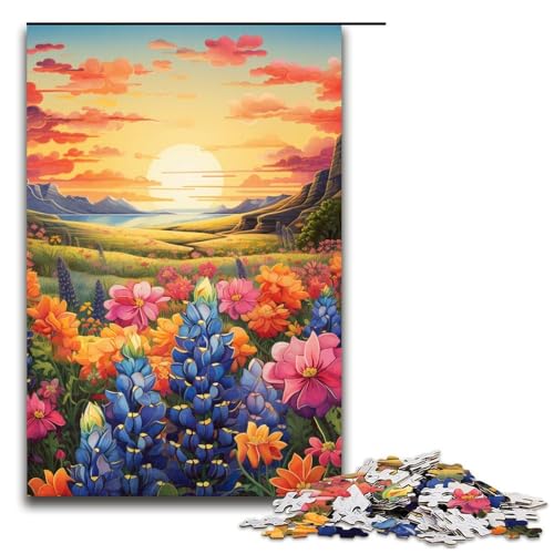 1000-teiliges Puzzle für Erwachsene Bluebonnet_buntes Puzzlespiel perfekte Dekoration für Teenager ab 14 Jahren 1000 Teile (75 x 50 cm) von ouynngjing