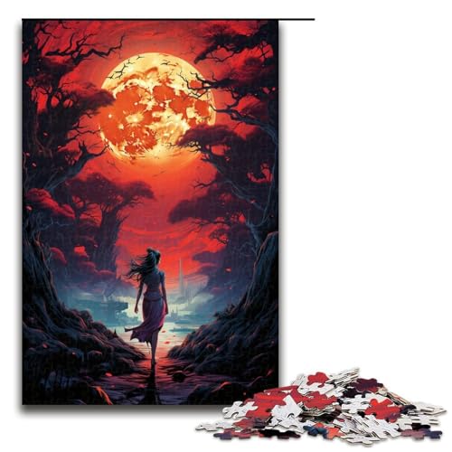 1000-teiliges Puzzle für Erwachsene Blutmond am Himmel Puzzle für Erwachsene Holzpuzzle anspruchsvolles Spiel 1000 Teile (75 x 50 cm) von ouynngjing