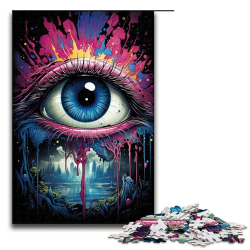 1000-teiliges Puzzle für Erwachsene Bunte Fantasieaugen Holzpuzzle für Erwachsene und Kinder Stressabbau-Tool 1000 PCS (75 x 50 cm) von ouynngjing