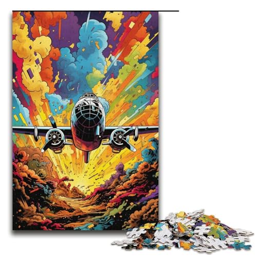 1000-teiliges Puzzle für Erwachsene Bunte psychedelische Kriegsflugzeuge Holzpuzzle für Erwachsene Lernspiel Herausforderungsspielzeug 1000 Teile (38 x 26 cm) von ouynngjing