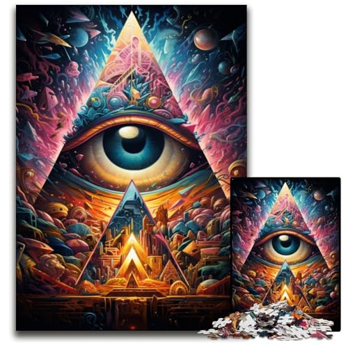 1000-teiliges Puzzle für Erwachsene Dreieck-Pyramidenmalerei Holzpuzzle anspruchsvolles DIY-Denkspiel perfektes Familienspiel oder dekoratives Geschenk 1000 Teile (75x50cm) von ouynngjing