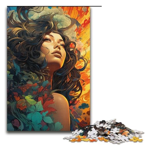 1000-teiliges Puzzle für Erwachsene Farbiges Blumenfrauen-Spiel Puzzles ganze Familie 1000 PCS (38x26cm) von ouynngjing