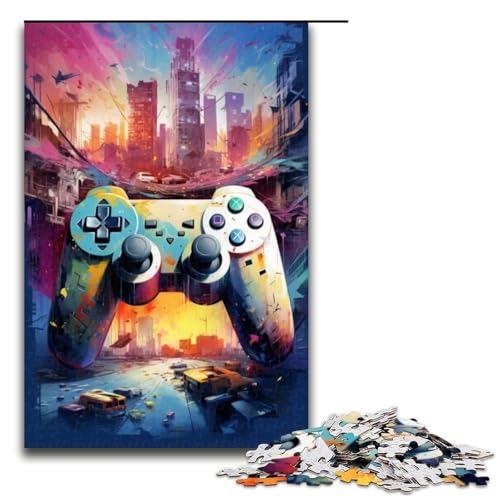 1000 teiliges Puzzle für Erwachsene Game Controller lustiges Familienpuzzle mit passendem Poster und Quizblatt 1000 Teile (75 x 50 cm) von ouynngjing