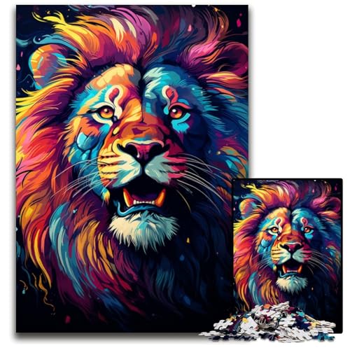 1000-teiliges Puzzle für Erwachsene Gemälde eines Wilden bunten Löwen anspruchsvolles Denkspiel entspannendes Spielzeug für Teenager 1000 Teile (75x50cm) von ouynngjing