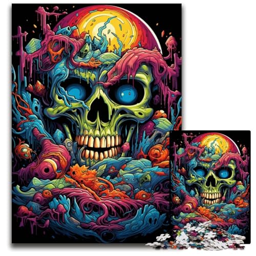 1000-teiliges Puzzle für Erwachsene Gemälde von bunten Totenköpfen anspruchsvolles Denkspiel entspannendes Spielzeug für Teenager 1000 Teile (38x26cm) von ouynngjing