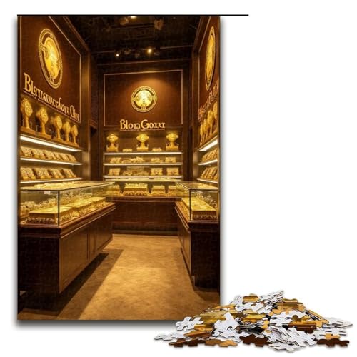 1000-teiliges Puzzle für Erwachsene Gold Shop Puzzle praktisches Spiel 1000 Teile (75 x 50 cm) von ouynngjing