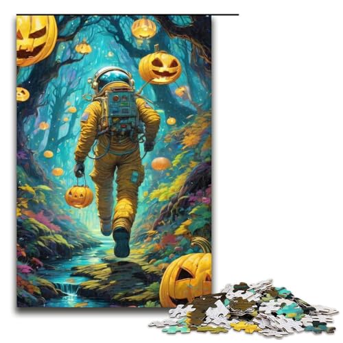 1000 teiliges Puzzle für Erwachsene Halloween Astronaut Holzpuzzle Lernspiel für Erwachsene Herausforderungsspielzeug 1000 Teile (75 x 50 cm) von ouynngjing