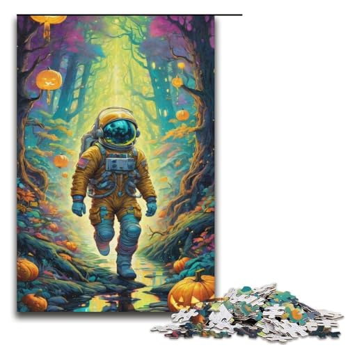 1000 teiliges Puzzle für Erwachsene Halloween Astronaut Holzpuzzle für Erwachsene und Kinder Stressabbau Tool 1000 PCS (38 x 26 cm) von ouynngjing