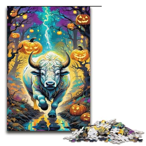 1000 teiliges Puzzle für Erwachsene Halloween Kuh Puzzle für Erwachsene Holzpuzzle anspruchsvolles Spiel 1000 Teile (38 x 26 cm) von ouynngjing
