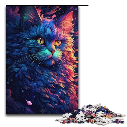 1000-teiliges Puzzle für Erwachsene Katze im Weltraum Mal-Puzzlespiel perfekte Dekoration für Teenager ab 14 Jahren 1000 Teile (38 x 26 cm) von ouynngjing