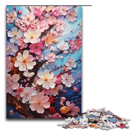 1000-teiliges Puzzle für Erwachsene Kirschblüte Holzpuzzle Lernspiel für Erwachsene Herausforderungsspielzeug 1000 Teile (75 x 50 cm) von ouynngjing