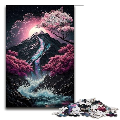 1000 teiliges Puzzle für Erwachsene Kirschblüte japanische Kunst Puzzle für Erwachsene Holzpuzzle anspruchsvolles Spiel 1000 Teile (75 x 50 cm) von ouynngjing