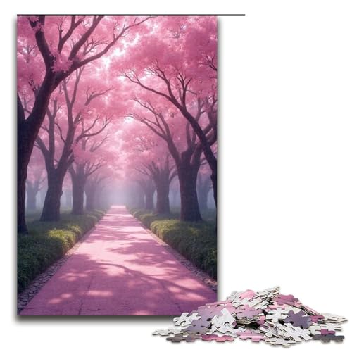 1000-teiliges Puzzle für Erwachsene Kirschblütenpfad-Puzzlespiel perfekte Dekoration für Teenager ab 14 Jahren 1000 Teile (75 x 50 cm) von ouynngjing