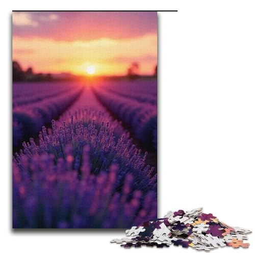 1000-teiliges Puzzle für Erwachsene Lavendel Holzpuzzle für Erwachsene Lernspiel Herausforderungsspielzeug 1000 Teile (38 x 26 cm) von ouynngjing