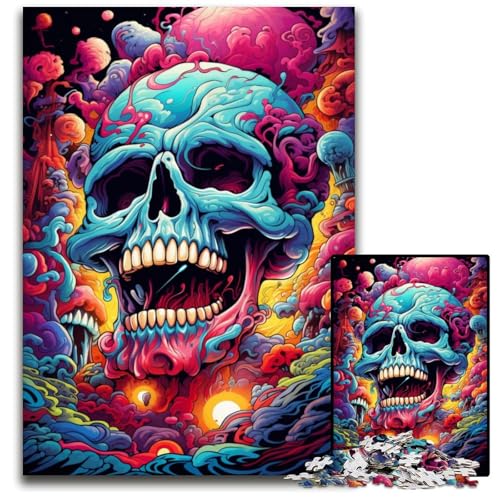 1000-teiliges Puzzle für Erwachsene Malen Bunte Totenkopf-Puzzles anspruchsvolles Denkspiel entspannendes Spielzeug für Teenager 1000 Teile (38x26cm) von ouynngjing