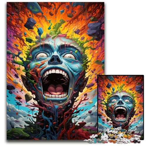 1000-teiliges Puzzle für Erwachsene Malen Bunte Zombies anspruchsvolles Denkspiel entspannendes Spielzeug für Teenager 1000 Teile (38x26cm) von ouynngjing
