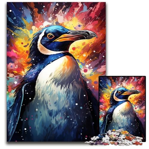 1000-teiliges Puzzle für Erwachsene Malen Farb-Pinguin-Puzzle für Erwachsene DIY-Kunstwerk 1000 Teile (38x26cm) von ouynngjing