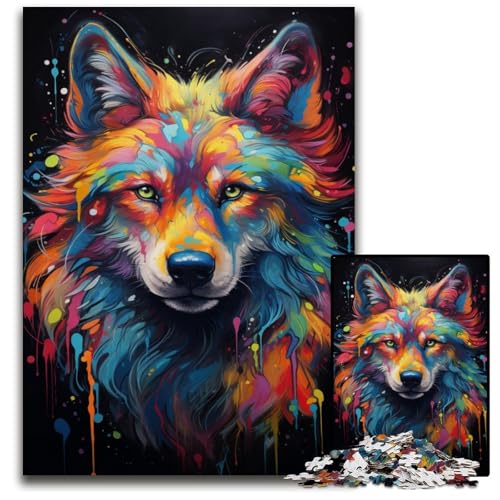 1000-teiliges Puzzle für Erwachsene Malen Farb-Wolf-Puzzles für Erwachsene perfekt für Familienspaß Partyspiele Geburtstagsparty-Geschenke 1000 PCS (38x26cm) von ouynngjing